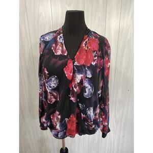 Women's Dark Floral Fairy Casual Top Size M Office Outdoor Church Date Night